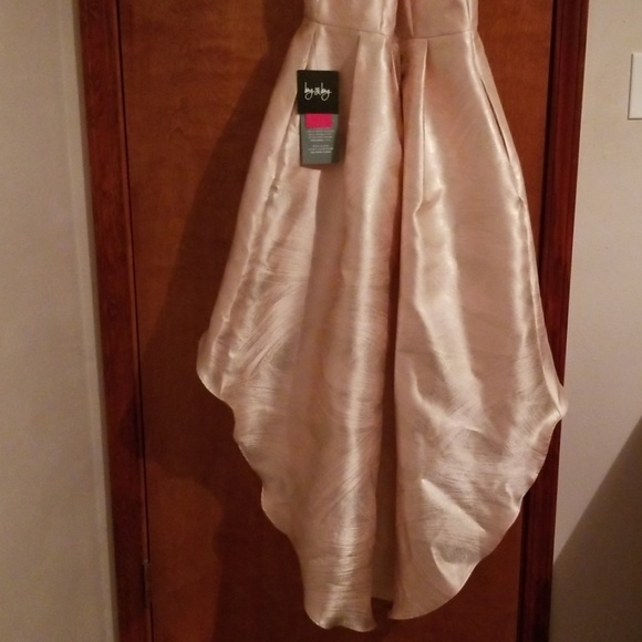 High-low pale pink & silver dress w/pockets - Picture 4 of 8